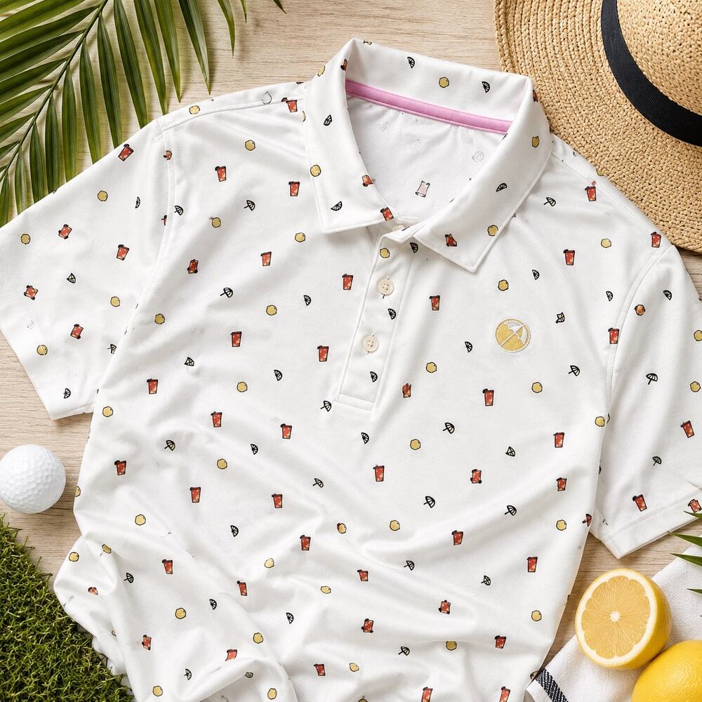 Arnold Palmer x Puma Golf Polo Shirt XL White Cocktail Print Performance